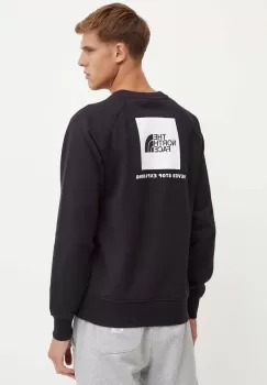 The North Face bluza Raglan Redbox Crew barbati, culoarea negru, cu imprimeu, NF0A89FAJK31 imagine