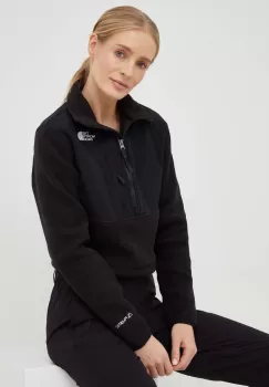 The North Face bluza Womens Denali Crop femei, culoarea negru, imagine