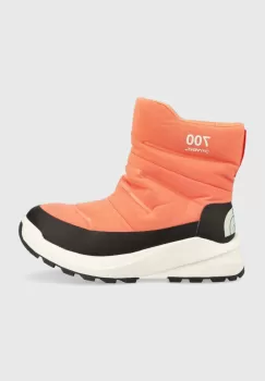 The North Face cizme de iarna WOMEN S NUPTSE II BOOTIE WP femei, culoarea portocaliu imagine