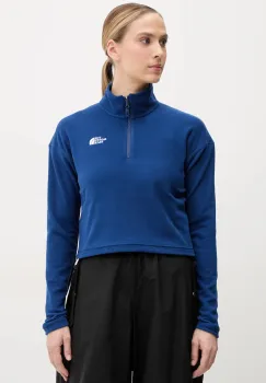 The North Face hanorac 100 Glacier Cropped culoarea bleumarin, uni, NF0A855ND1R1 imagine