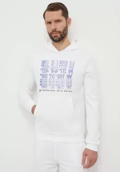 The North Face hanorac de bumbac barbati, culoarea alb, cu gluga, cu imprimeu, NF0A87EAFN41 imagine