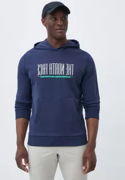 The North Face hanorac de bumbac barbati, culoarea albastru marin, cu gluga, cu imprimeu, NF0A87E58K21 imagine