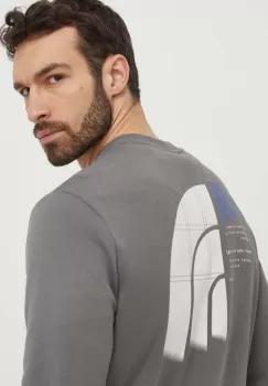The North Face hanorac de bumbac barbati, culoarea gri, cu imprimeu, NF0A87EU0UZ1 imagine