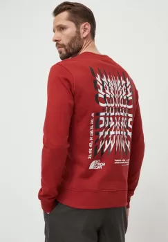 The North Face hanorac de bumbac barbati, culoarea rosu, cu imprimeu, NF0A87EBPOJ1 imagine