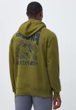 The North Face hanorac de bumbac barbati, culoarea verde, cu gluga, cu imprimeu, NF0A87DVPIB1 imagine