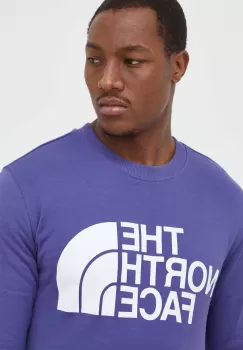 The North Face hanorac de bumbac barbati, culoarea violet, cu imprimeu imagine
