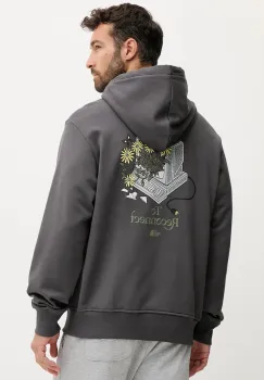 The North Face hanorac de bumbac Connect Relaxed culoarea gri, cu gluga, cu imprimeu, NF0A8E40RHI1 imagine