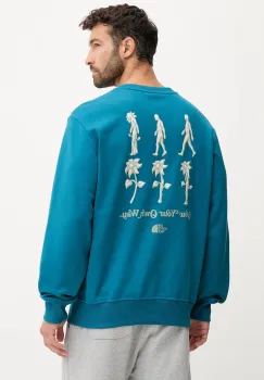 The North Face hanorac de bumbac Connect Relaxed culoarea turcoaz, cu imprimeu, NF0A8E3ZBSI1 imagine
