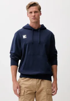 The North Face hanorac de bumbac culoarea bleumarin, cu gluga, cu imprimeu, NF0A8E3N8K21 imagine