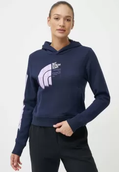 The North Face hanorac de bumbac femei, culoarea albastru marin, cu gluga, cu imprimeu, NF0A87EX8K21 imagine