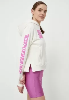 The North Face hanorac de bumbac femei, culoarea bej, cu gluga, cu imprimeu, NF0A87EPQLI1 imagine
