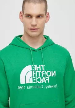 The North Face hanorac de bumbac M Berkeley California Hoodie barbati, culoarea verde, cu gluga, cu imprimeu, NF0A55GFPO81 imagine