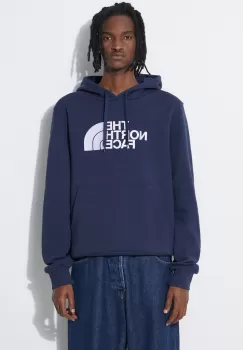 The North Face hanorac de bumbac M Drew Peak Pullover Hoodie barbati, culoarea albastru marin, cu gluga, cu imprimeu, NF00AHJY8K21 imagine
