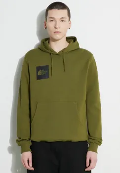 The North Face hanorac de bumbac M Fine Hoodie barbati, culoarea verde, cu gluga, cu imprimeu, NF0A5ICXPIB1 imagine