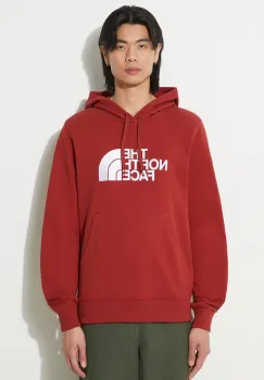 The North Face hanorac de bumbac M Light Drew Peak Pullover Hoodie barbati, culoarea bordo, cu gluga, cu imprimeu, NF00A0TEPOJ1 imagine