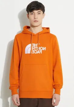 The North Face hanorac de bumbac M Light Drew Peak Pullover Hoodie barbati, culoarea portocaliu, cu gluga, cu imprimeu, NF00A0TEPCO1 imagine