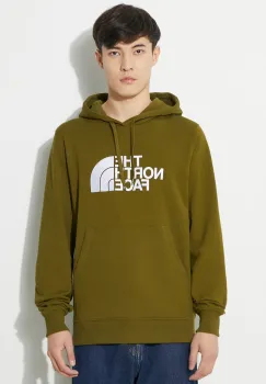 The North Face hanorac de bumbac M Light Drew Peak Pullover Hoodie barbati, culoarea verde, cu gluga, cu imprimeu, NF00A0TEPIB1 imagine