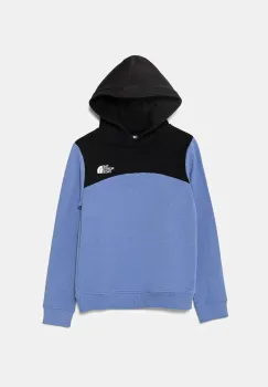 The North Face hanorac de bumbac pentru copii BACK LOGO RELAXED P/O HOODIE culoarea violet, cu gluga, modelator, NF0A89HC0YI1 imagine