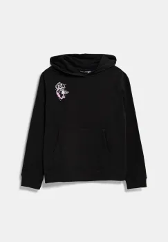 The North Face hanorac de bumbac pentru copii GRAPHIC RELAXED HOODIE culoarea negru, cu gluga, cu imprimeu, NF0A8AXRJK31 imagine