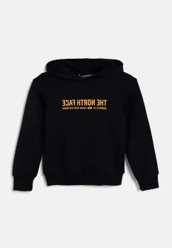The North Face hanorac de bumbac pentru copii VARSITGRAPHIC RELAXED HOODIE culoarea negru, cu gluga, cu imprimeu, NF0A89HBJK31 imagine