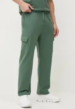 The North Face pantaloni de trening din bumbac barbati, culoarea verde, neted, NF0A8C2YHCH1 imagine
