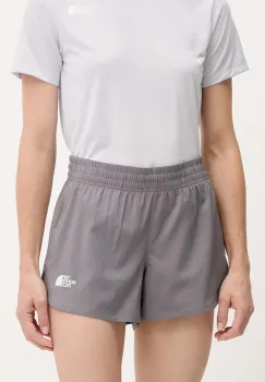 The North Face pantaloni scurti de antrenament Flex culoarea gri, uni, high waist, NF0A8BPV0UZ1 imagine