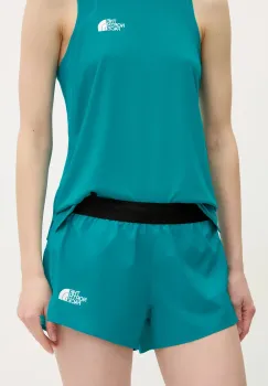 The North Face pantaloni scurti sport Breeze femei, culoarea verde, cu imprimeu, high waist, NF0A8BNX6GO1 imagine