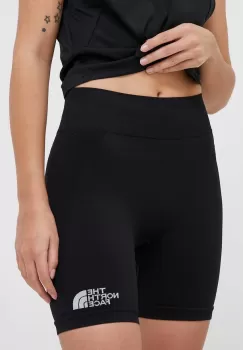 The North Face pantaloni scurti sport femei, culoarea negru, neted, medium waist imagine
