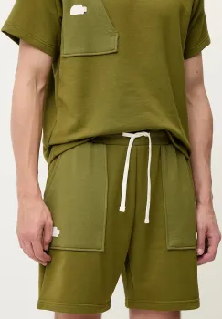 The North Face pantaloni scurti Terry Regular culoarea verde, NF0A8C29PIB1 imagine