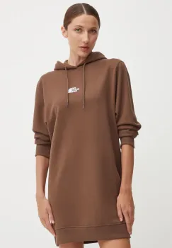 The North Face rochie din bumbac Zumu Hooded Dress culoarea maro, mini, oversize, NF0A89F81OI1 imagine