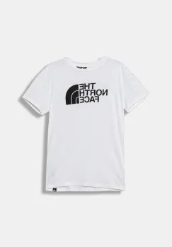 The North Face tricou copii TEEN EASY REGULAR SS TEE culoarea alb, cu imprimeu, NF0A8EHGFN41 imagine