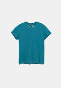 The North Face tricou de bumbac pentru copii TEEN NEW SS ZUMU TEE culoarea turcoaz, modelator, NF0A877S6HO1 imagine