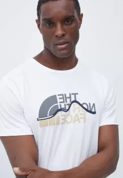 The North Face tricou din bumbac barbati, culoarea alb, cu imprimeu, NF0A87NTFN41 imagine