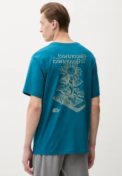 The North Face tricou din bumbac Connect Relaxed culoarea turcoaz, cu imprimeu, NF0A8E3YBSI1 imagine