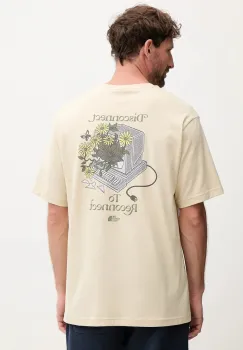 The North Face tricou din bumbac Connected Relaxed culoarea bej, cu imprimeu, NF0A8EGW3X41 imagine