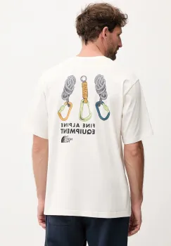 The North Face tricou din bumbac culoarea bej, cu imprimeu, NF0A8F2GQLI1 imagine