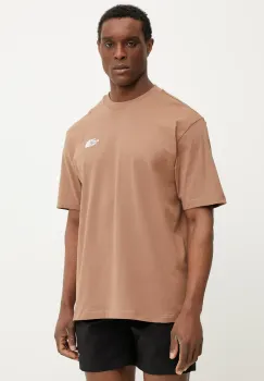 The North Face tricou din bumbac Essential barbati, culoarea maro, neted, NF0A87NR6IH1 imagine