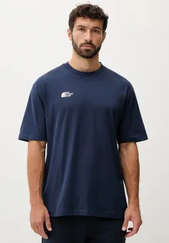 The North Face tricou din bumbac Essential culoarea bleumarin, cu imprimeu, NF0A87NR8K21 imagine