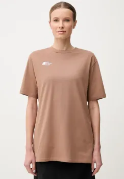 The North Face tricou din bumbac Essential femei, culoarea maro, NF0A87NQ6IH1 imagine