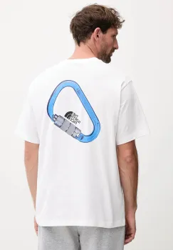 The North Face tricou din bumbac Explore Carabiner culoarea alb, cu imprimeu, NF0A8F2HFN41 imagine