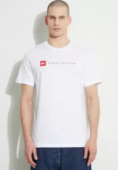 The North Face tricou din bumbac M S/S Never Stop Exploring Tee barbati, culoarea alb, cu imprimeu, NF0A87NSFN41 imagine