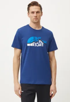 The North Face tricou din bumbac Mountain Line barbati, culoarea albastru marin, cu imprimeu, NF0A87NTD1R1 imagine