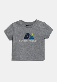 The North Face tricou din bumbac pentru bebelusi BABY GRAPHIC S/S TEE culoarea gri, cu imprimeu, NF0A8AXDDYX1 imagine