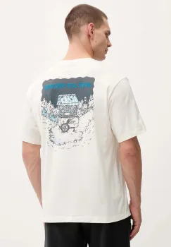 The North Face tricou din bumbac Powder Days culoarea bej, cu imprimeu, NF0A8E4DQLI1 imagine