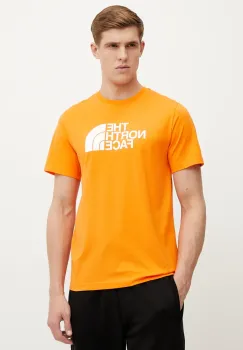 The North Face tricou Easy barbati, culoarea portocaliu, cu imprimeu, NF0A8A6CB3O1 imagine