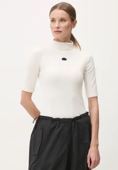 The North Face tricou femei, culoarea bej, cu turtleneck, NF0A89C3QLI1 imagine
