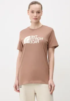 The North Face tricou Relaxed Easy femei, culoarea maro, NF0A8A6GAIA1 imagine