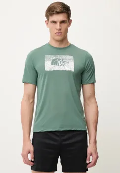 The North Face tricou sport Foundation Abstract culoarea verde, cu imprimeu, NF0A8BQVHCH1 imagine