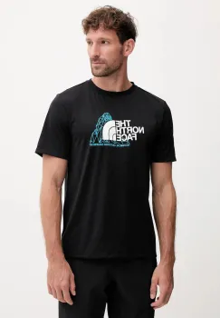 The North Face tricou sport Mountain Foundation culoarea negru, cu imprimeu, NF0A8E19JK31 imagine