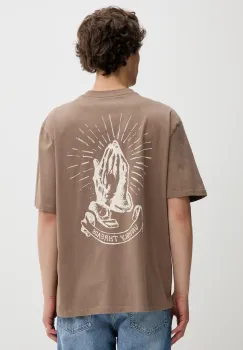 The Ragged Priest tricou din bumbac culoarea maro, cu imprimeu, RPSS252053JS imagine